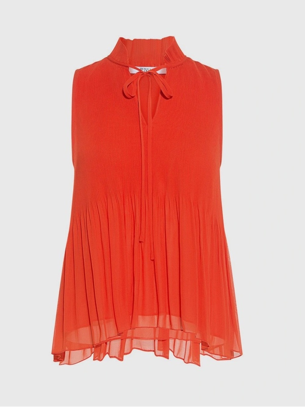 Derek Lam Ruffled Stand Collar Sleeveless Pleated Blouse